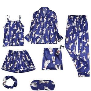 Ensemble Pyjama Femme Satin Bleu