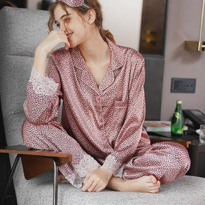 Pyjama Satin Imprimé Rose