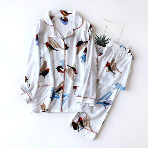 Pyjama Satin Femme Oiseaux