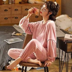 Pyjama Polaire Loungewear Corail