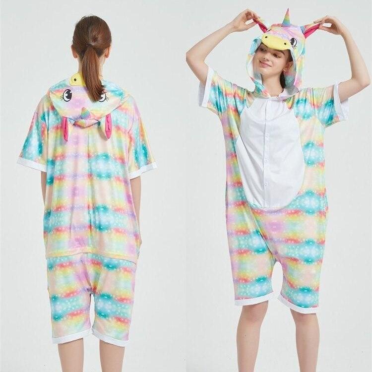 Combinaison pyjama été Licorne multicolore