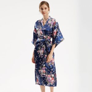 Kimono femme long Bleu