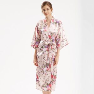 Kimono femme long rose
