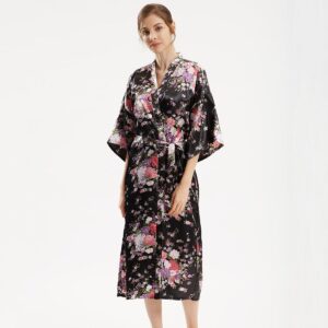 Peignoir kimono femme en satin long