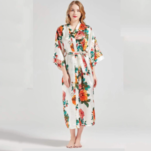 Peignoir kimono floral orange