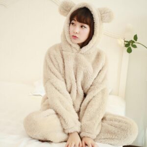 Pyjama en pilou à capuche Beige