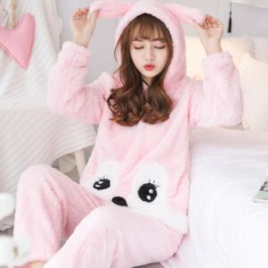 Pyjama en pilou à capuche Rose Mignon