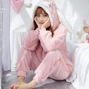 Pyjama en pilou doux à capuche Bunny