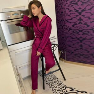 Pyjama femme satin bordeaux