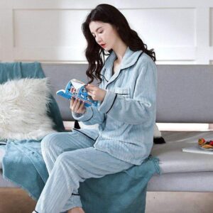 Pyjama hiver en pilou Bleu Ciel